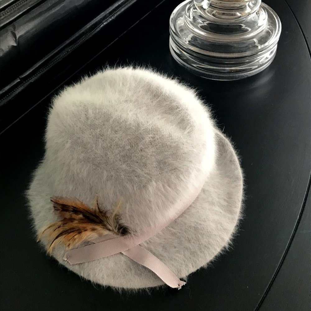Vintage Pale Blue/Gray Rabbit Fur Hat